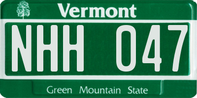 VT license plate NHH047