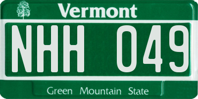 VT license plate NHH049