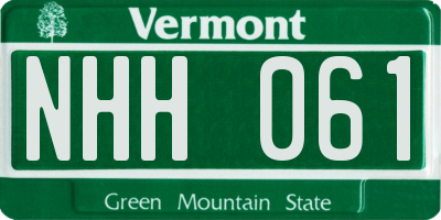 VT license plate NHH061