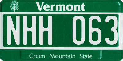 VT license plate NHH063