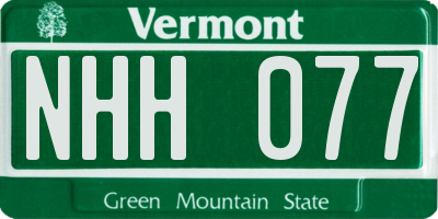 VT license plate NHH077