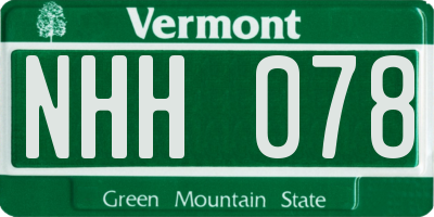 VT license plate NHH078