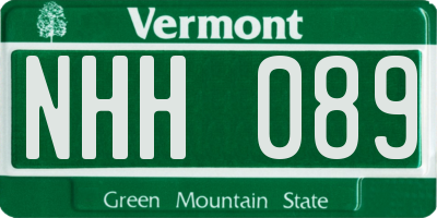 VT license plate NHH089