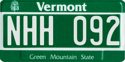 VT license plate NHH092