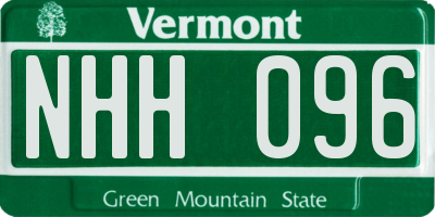 VT license plate NHH096