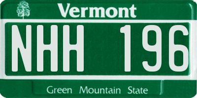 VT license plate NHH196