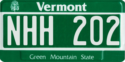VT license plate NHH202