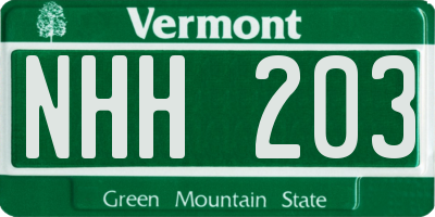 VT license plate NHH203