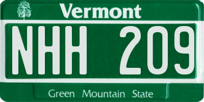 VT license plate NHH209