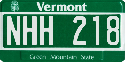 VT license plate NHH218