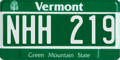 VT license plate NHH219