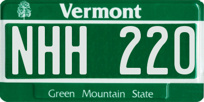 VT license plate NHH220