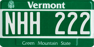 VT license plate NHH222
