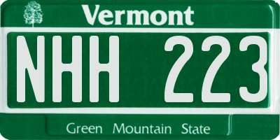 VT license plate NHH223
