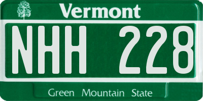 VT license plate NHH228
