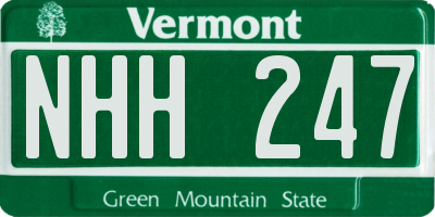 VT license plate NHH247