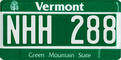 VT license plate NHH288