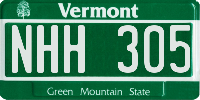 VT license plate NHH305