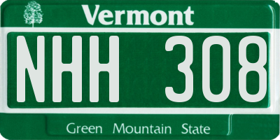 VT license plate NHH308