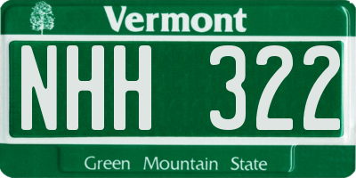 VT license plate NHH322