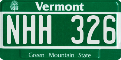VT license plate NHH326