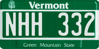 VT license plate NHH332