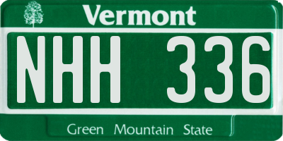 VT license plate NHH336