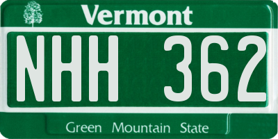 VT license plate NHH362