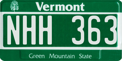 VT license plate NHH363