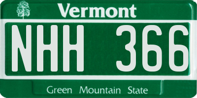 VT license plate NHH366