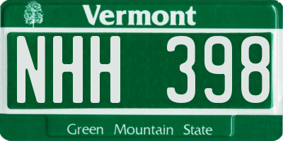 VT license plate NHH398