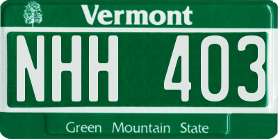 VT license plate NHH403