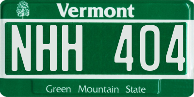 VT license plate NHH404