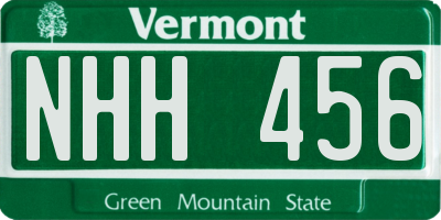 VT license plate NHH456