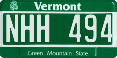 VT license plate NHH494