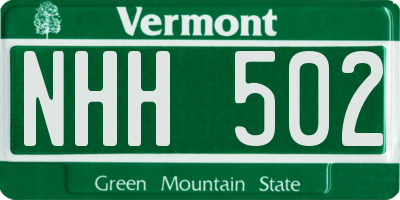 VT license plate NHH502