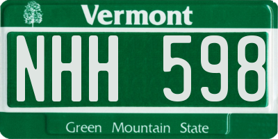 VT license plate NHH598