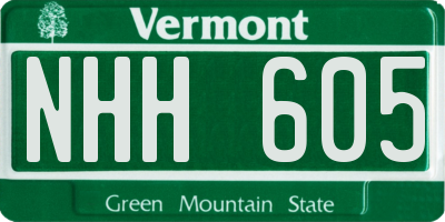 VT license plate NHH605
