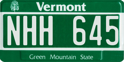 VT license plate NHH645