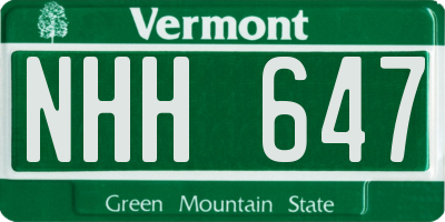 VT license plate NHH647