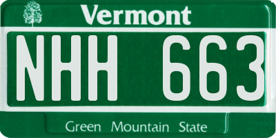 VT license plate NHH663