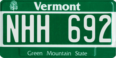 VT license plate NHH692