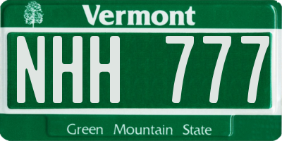 VT license plate NHH777