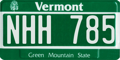 VT license plate NHH785
