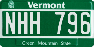 VT license plate NHH796