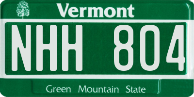 VT license plate NHH804