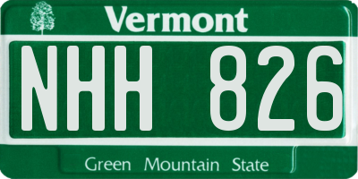 VT license plate NHH826