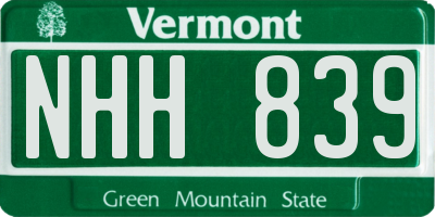 VT license plate NHH839