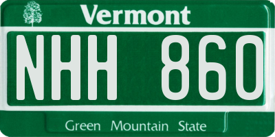 VT license plate NHH860