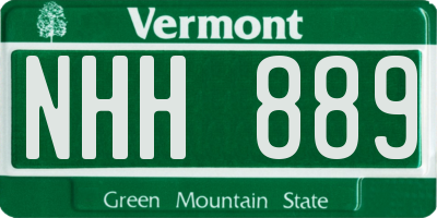 VT license plate NHH889